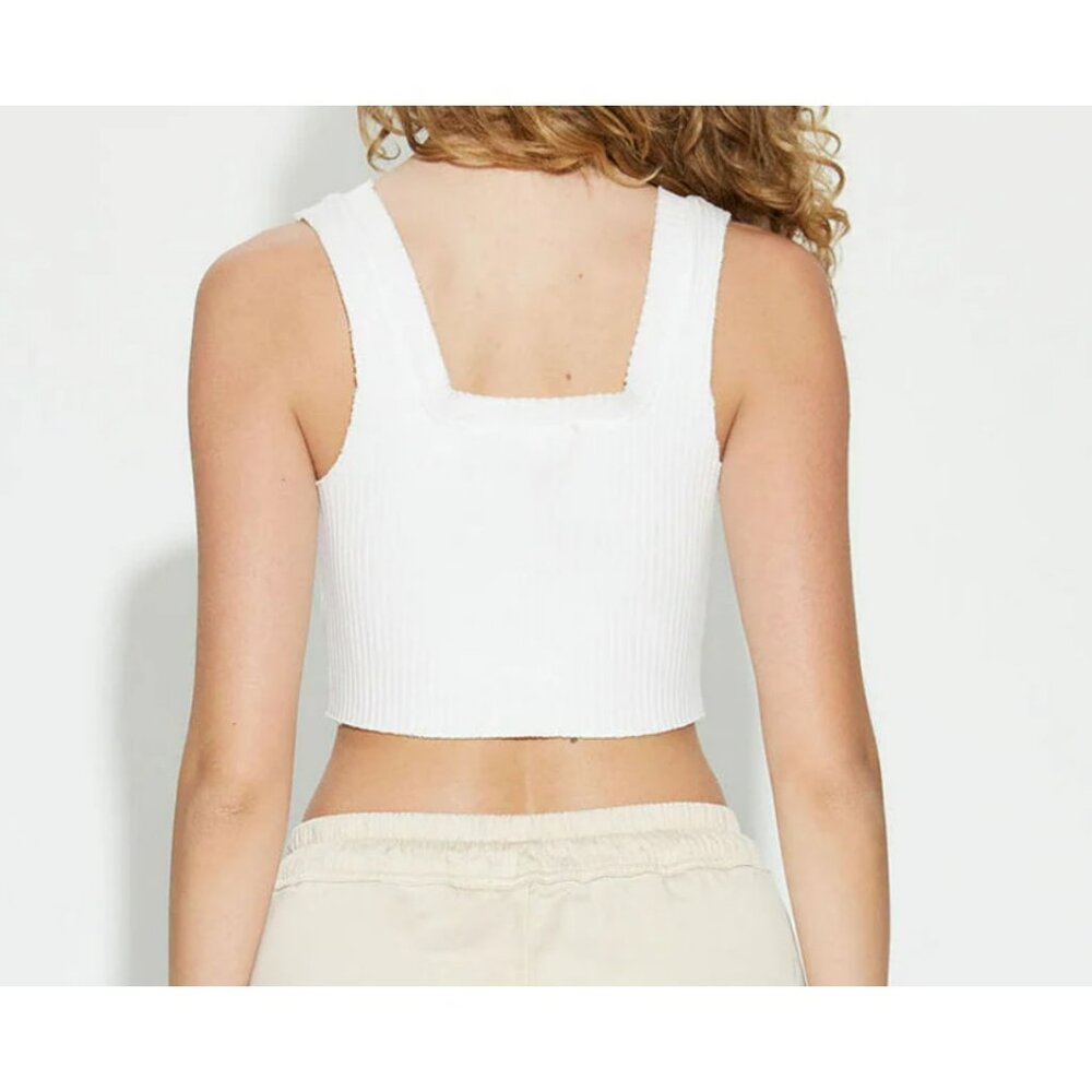 Cotton Citizen white Ibiza Square neck crop Tank Top Size XS NEW - Picture 2 of 7